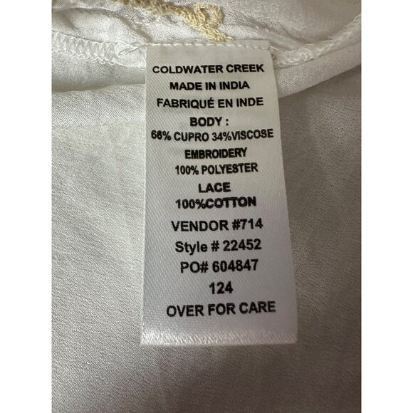 Coldwater Creek Serendipity Tunic Top MED Embroidered Lace Silky Elegant India - Picture 6 of 9